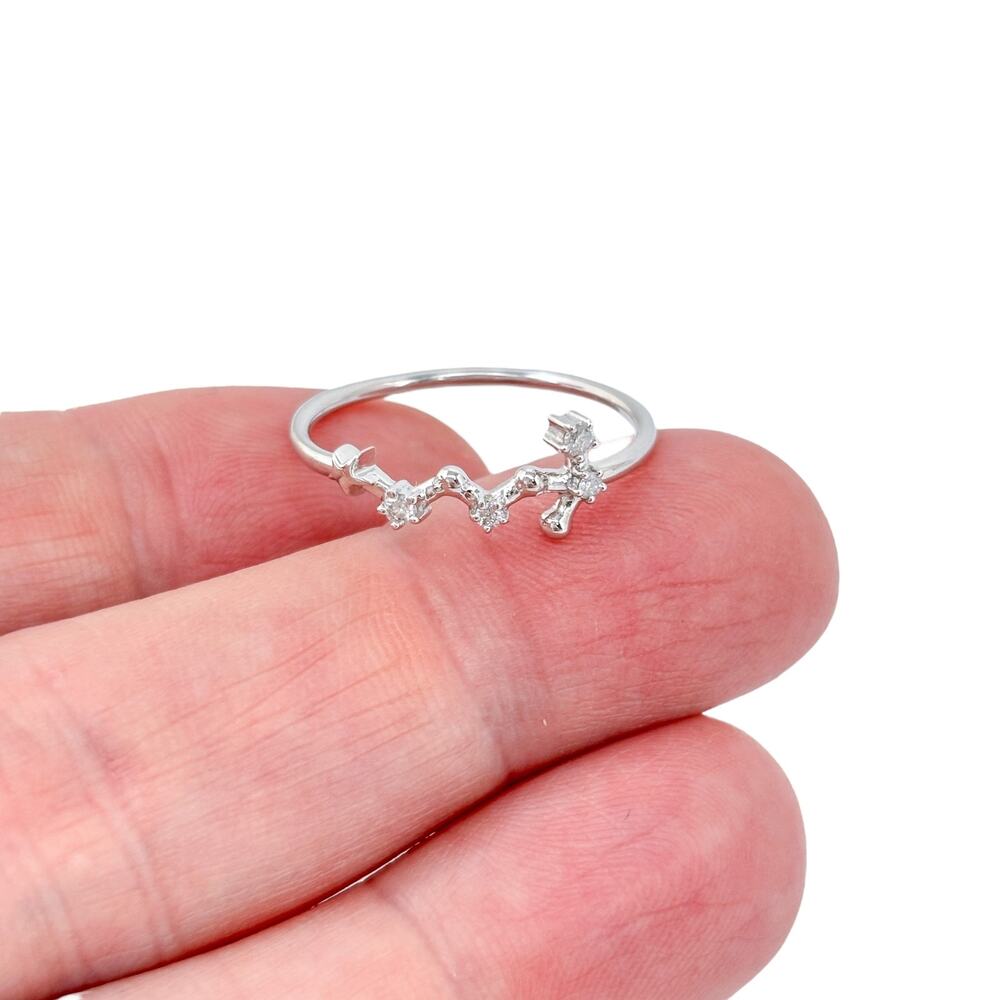 Vintage Sterling Silver 925 | CZ Celestial Star Virgo Horoscope Ring | Size 11